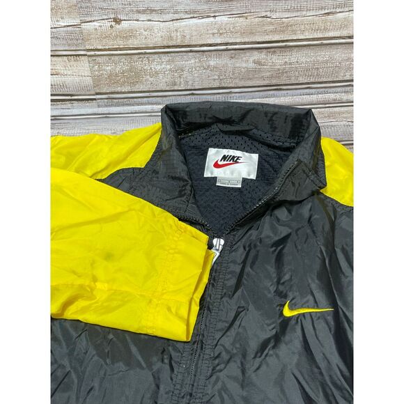 Vintage Nike Windbreaker 90s‎ Black Yellow Size Large - Picture 1 of 6